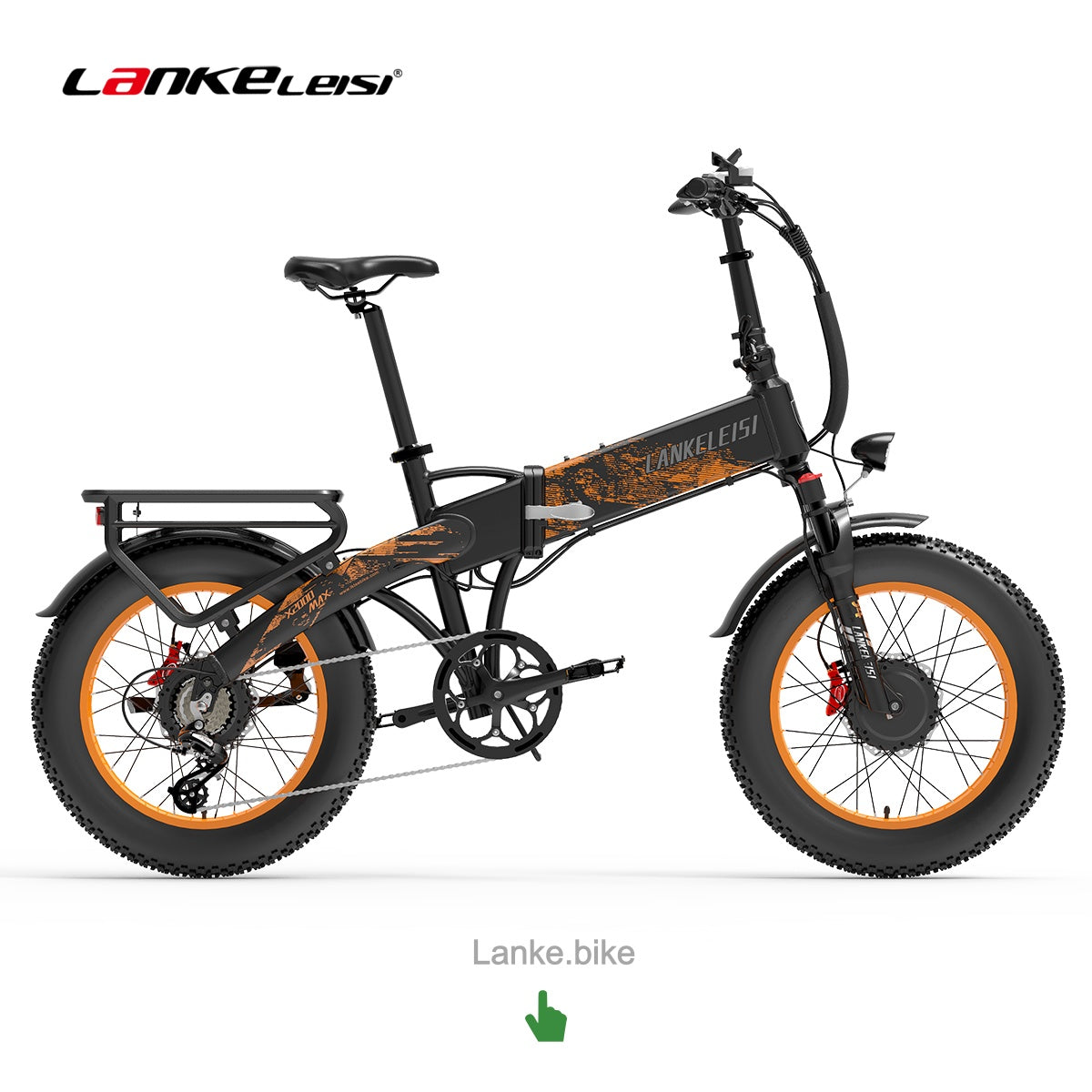LANKELEISI X2000 MAX Dual-Motor Folding Electric Fat Bike – 1000W Per Motor (2000W Combined, EU: 250W Per Motor), 48km/h Top Speed, 48V 20Ah Samsung Battery, 130 km Range, 20" Fat Tires