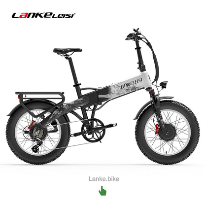LANKELEISI X2000 MAX Dual-Motor Folding Electric Fat Bike – 1000W Per Motor (2000W Combined, EU: 250W Per Motor), 48km/h Top Speed, 48V 20Ah Samsung Battery, 130 km Range, 20" Fat Tires