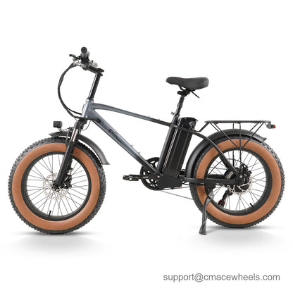 CMACEWHEEL T20 Electric Fat Bike – 250W Rated / 950W Peak Motor, 48V 18Ah Battery, 55 km Range, 20" Fat Tire