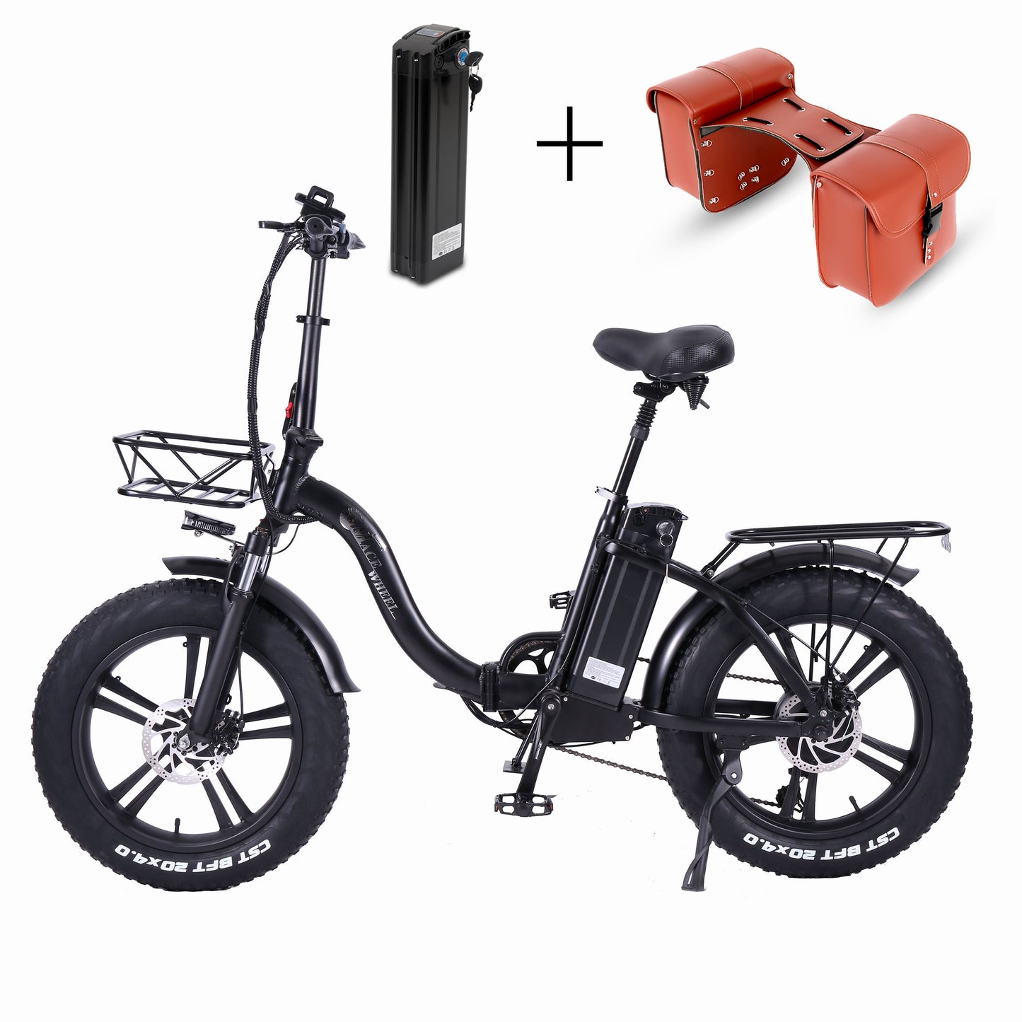 Y20 IW One-Piece Rims 750W 20X4.0 Inch Folding Fat Tire Bike, Front & Rear Disc Brakes, Large Capacity Battery