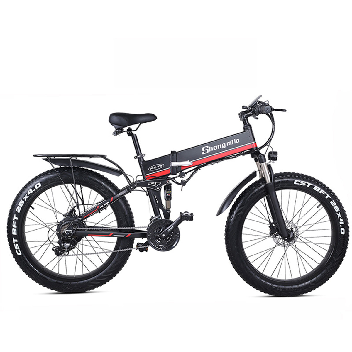 MX01 26 Inch Folding Electric Bicycle, 48V 1000W Powerful Motor, Mountain Bike Fat Bike, 5-level Pedal Assist Snow Bike