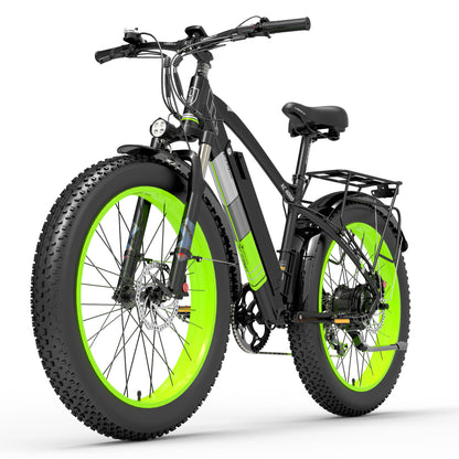 XC4000 1000W 48V 17.5Ah Electric Bike, 26 Inch Snow Bike Fat Tire Bicycle, Front & Rear Hydraulic Disc Brake