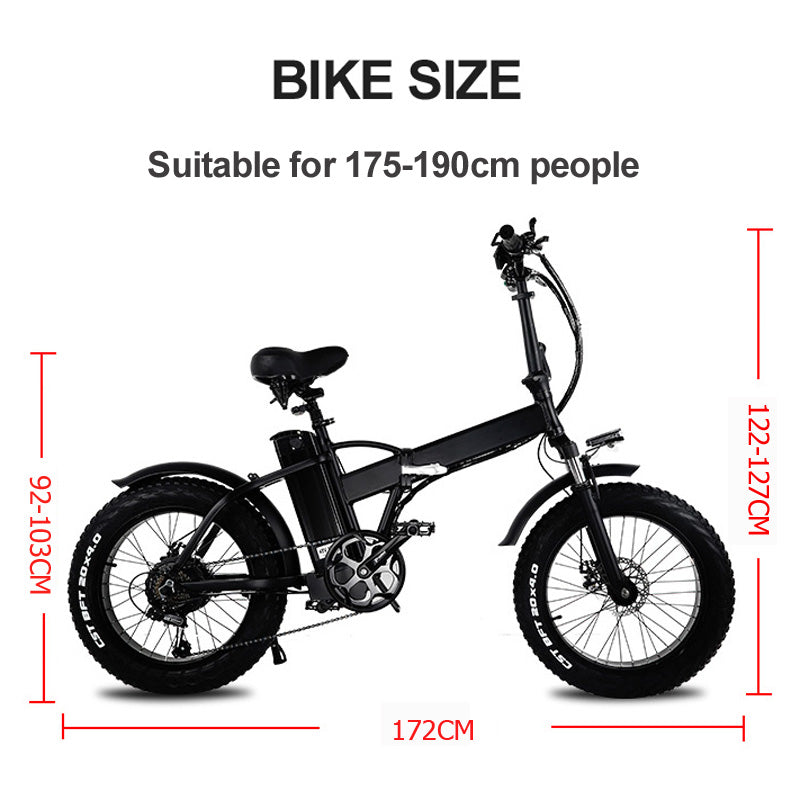 GW20 750W 20-дюймовый электрический складной велосипед, 4.0 Fat Tire, 48V Мощная литиевая батарея, Снежный велосипед, Велосипед Power Assist