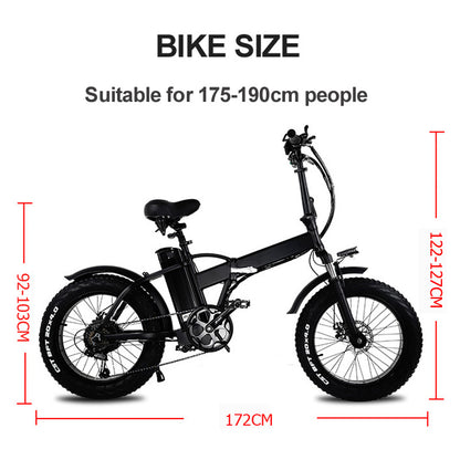 GW20 750W 20-дюймовый электрический складной велосипед, 4.0 Fat Tire, 48V Мощная литиевая батарея, Снежный велосипед, Велосипед Power Assist