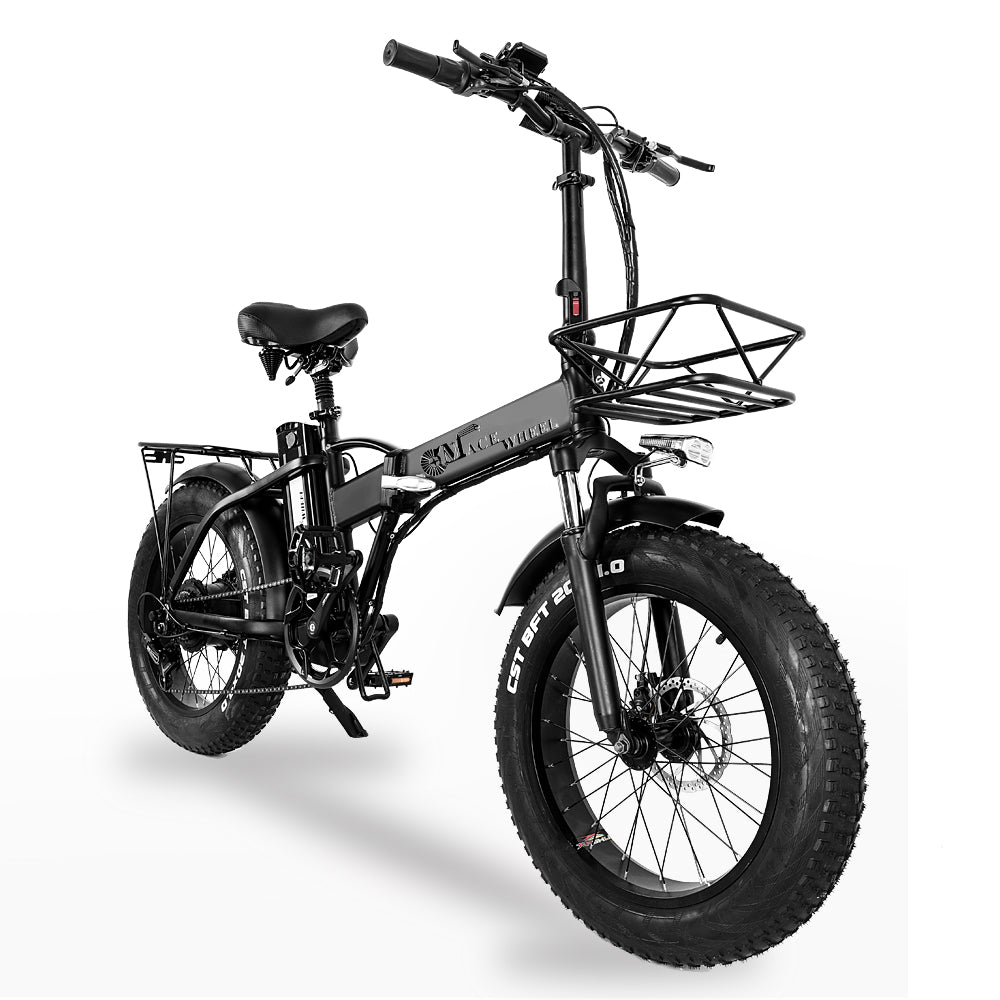 GW20 750W 20-дюймовый электрический складной велосипед, 4.0 Fat Tire, 48V Мощная литиевая батарея, Снежный велосипед, Велосипед Power Assist