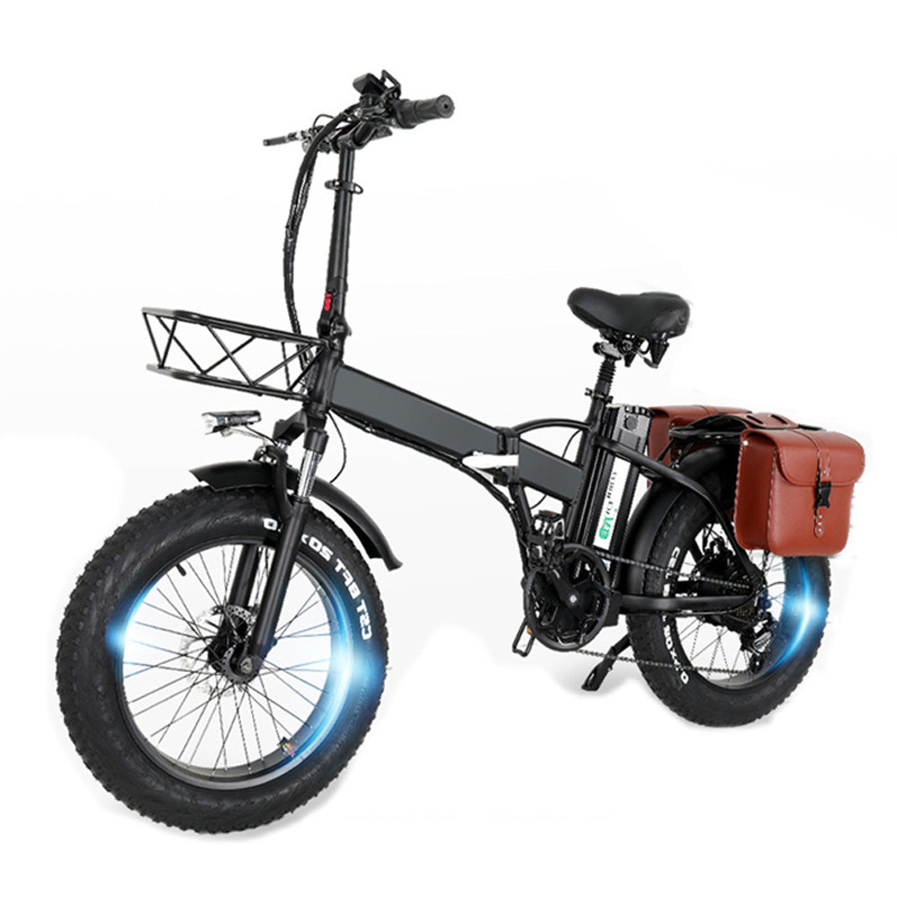 GW20 750W 20-дюймовый электрический складной велосипед, 4.0 Fat Tire, 48V Мощная литиевая батарея, Снежный велосипед, Велосипед Power Assist